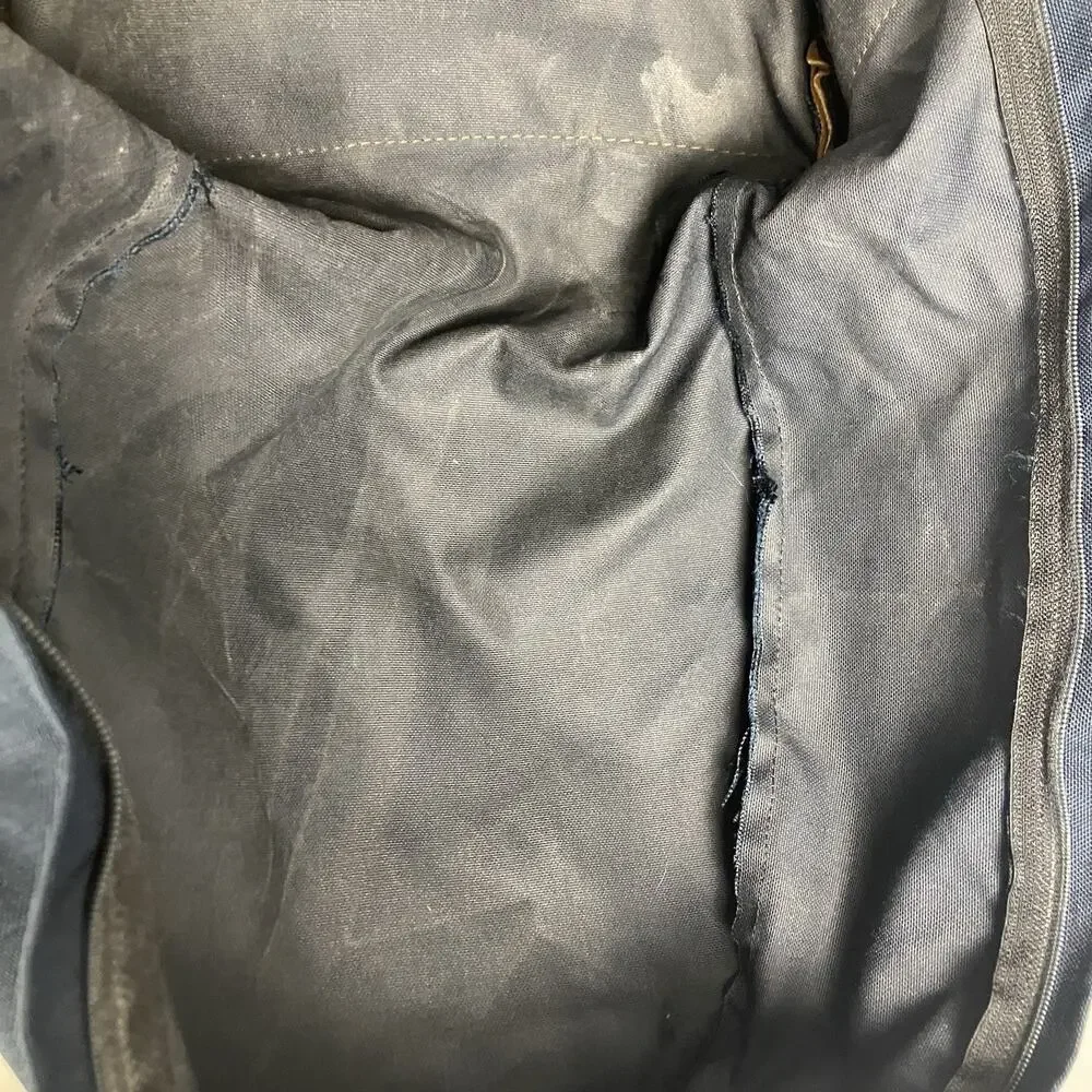 Vintage EASTPAK Backpack Cowhide Leather Bottom Padded Straps Blue School Bag